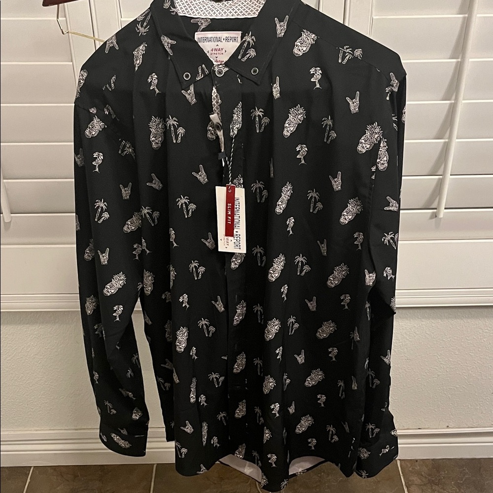 International Report Shirt with White Tropical Design - Picture 1 of 5